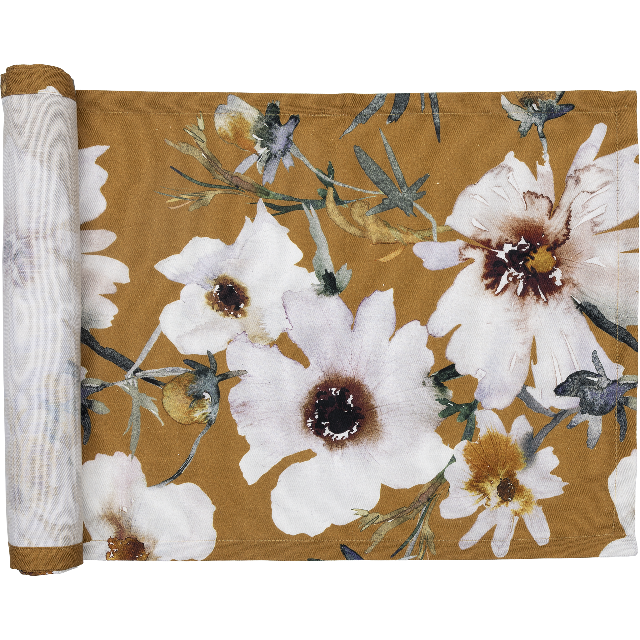 Akrylbelagd bordslöpare Kosmoskukka 45 × 160 cm, mörkgul – Pentik
