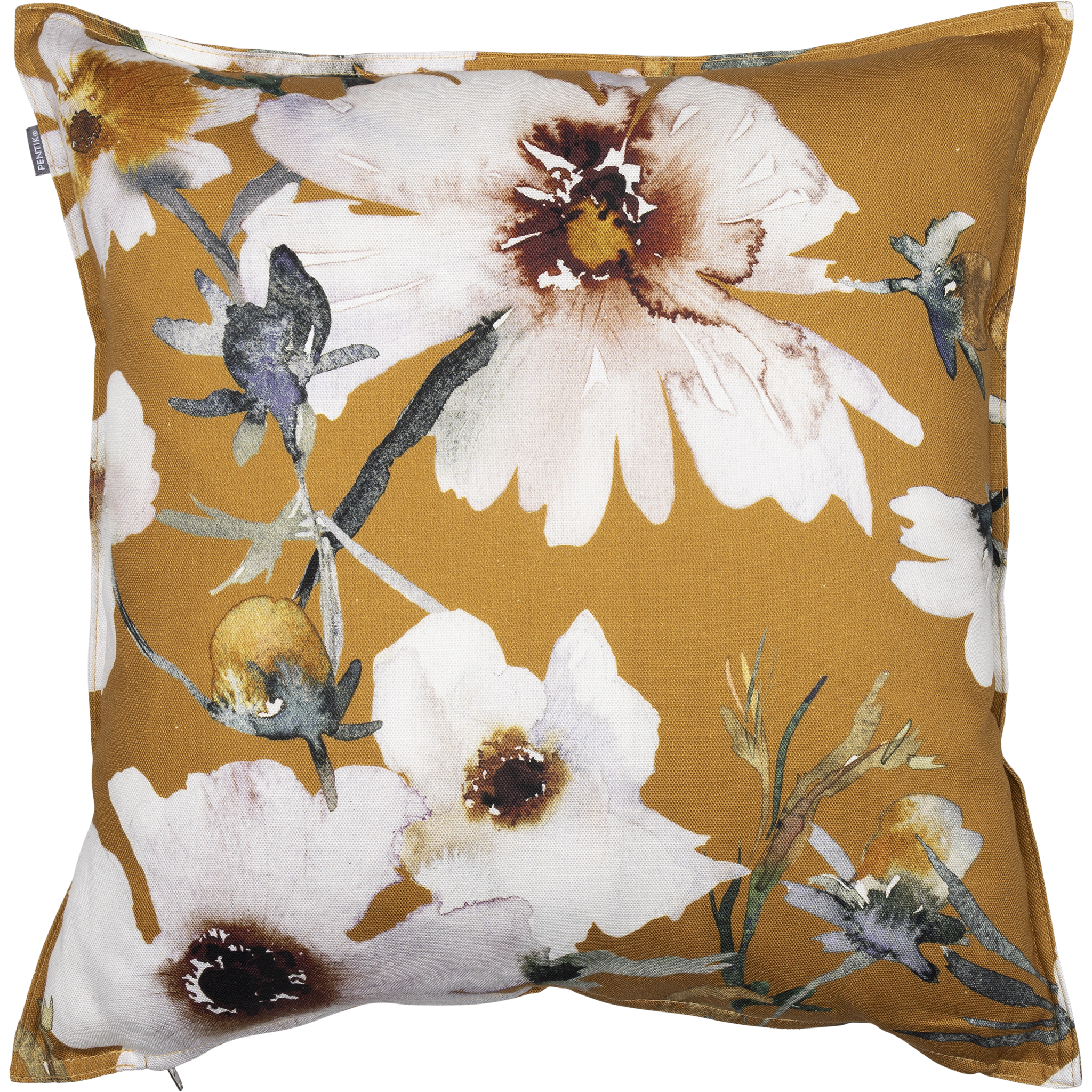 Kuddfodral Kosmoskukka 45 × 45 cm, mörkgul – Pentik