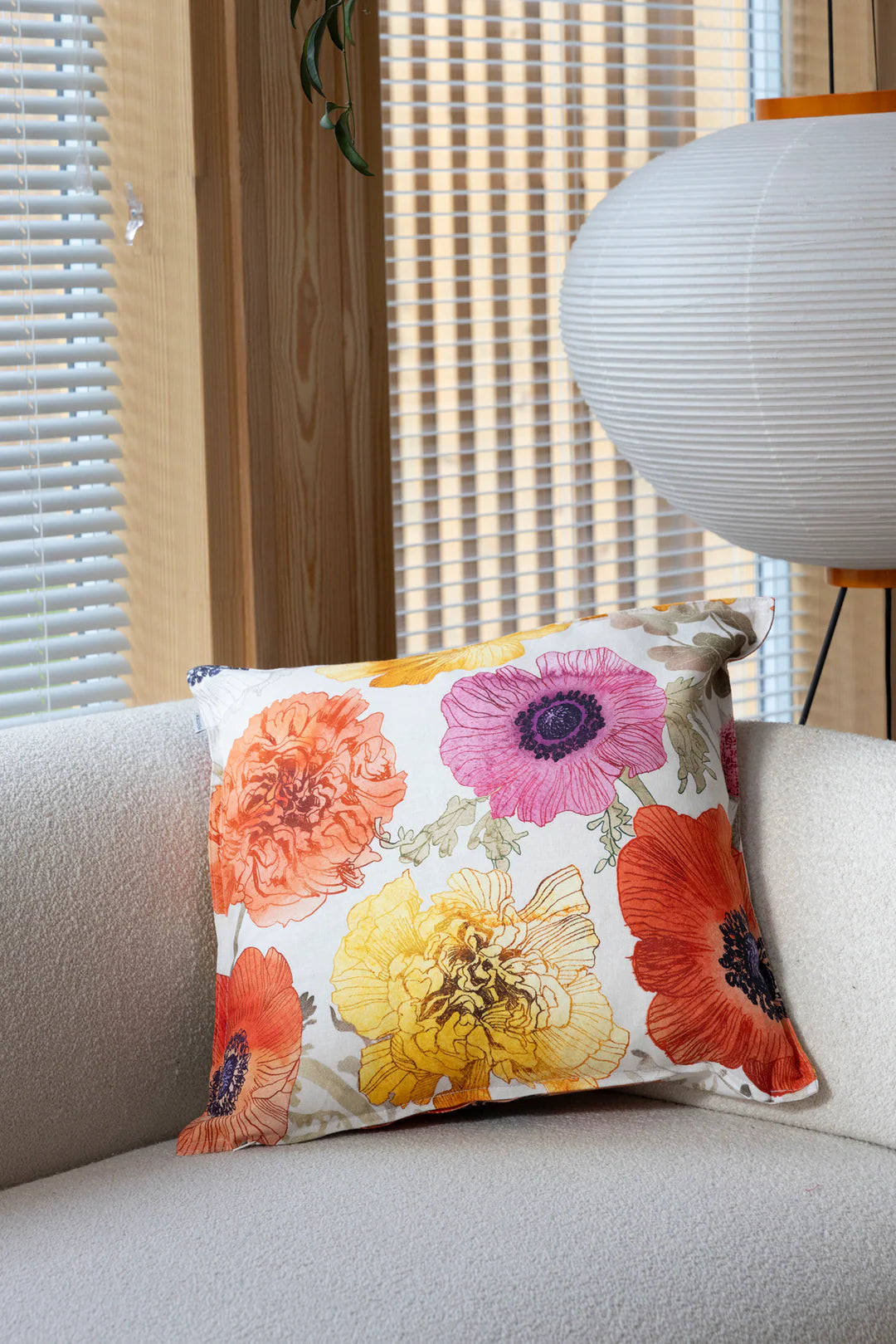 Leinikki kuddfodral i halvlinne 45 × 45 cm, orange – Pentik