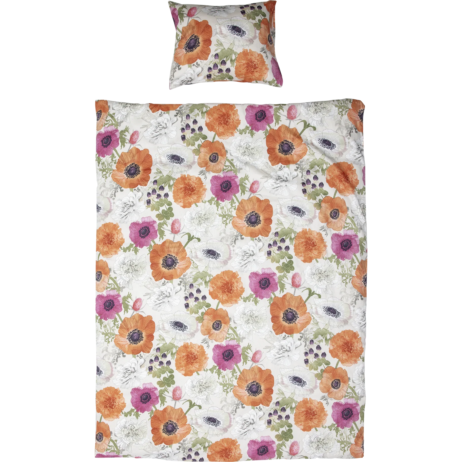 Leinikki bäddset 2 delar, 150 × 210 cm, 50 × 60 cm, orange – Pentik