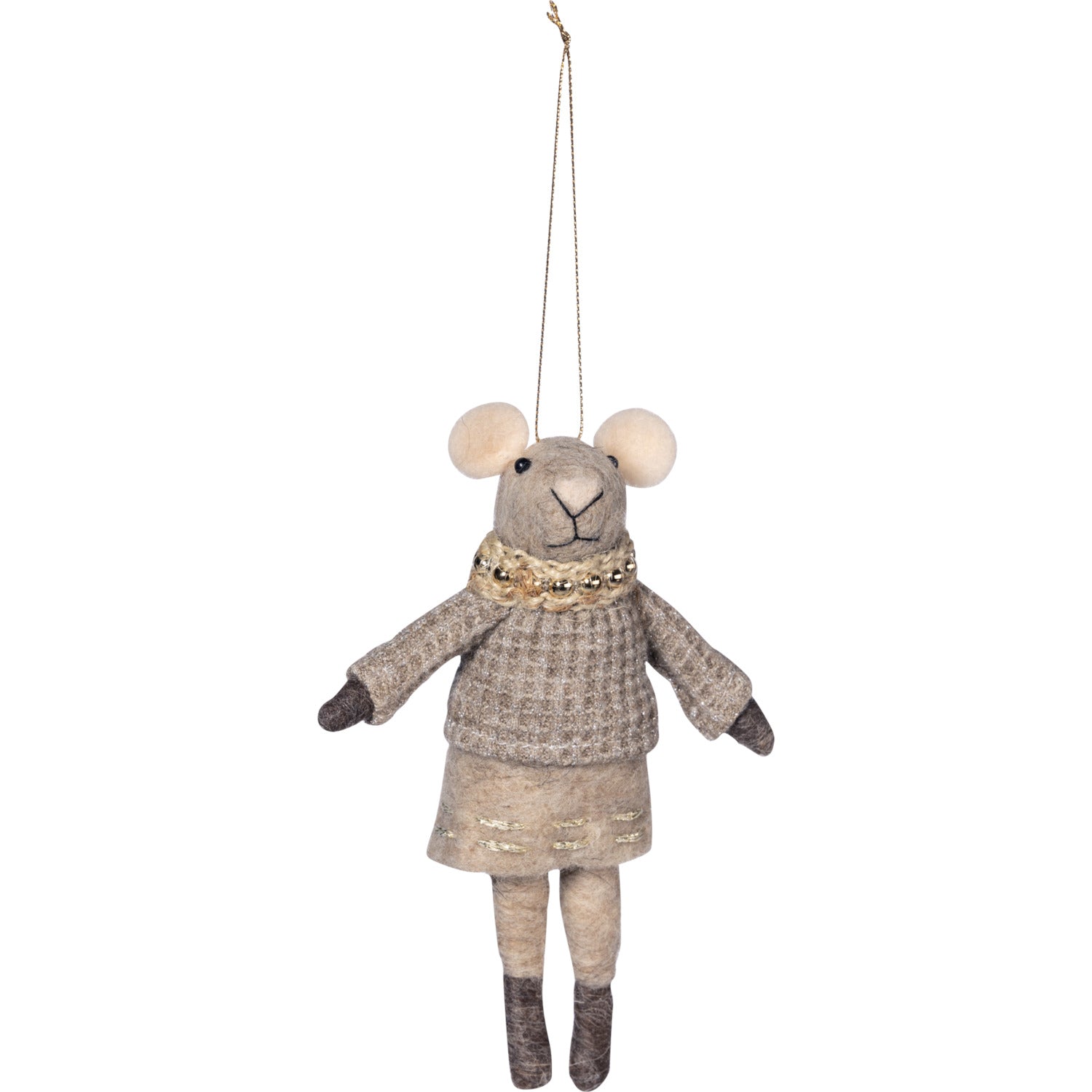 Hulda mus dekoration brun 16 cm