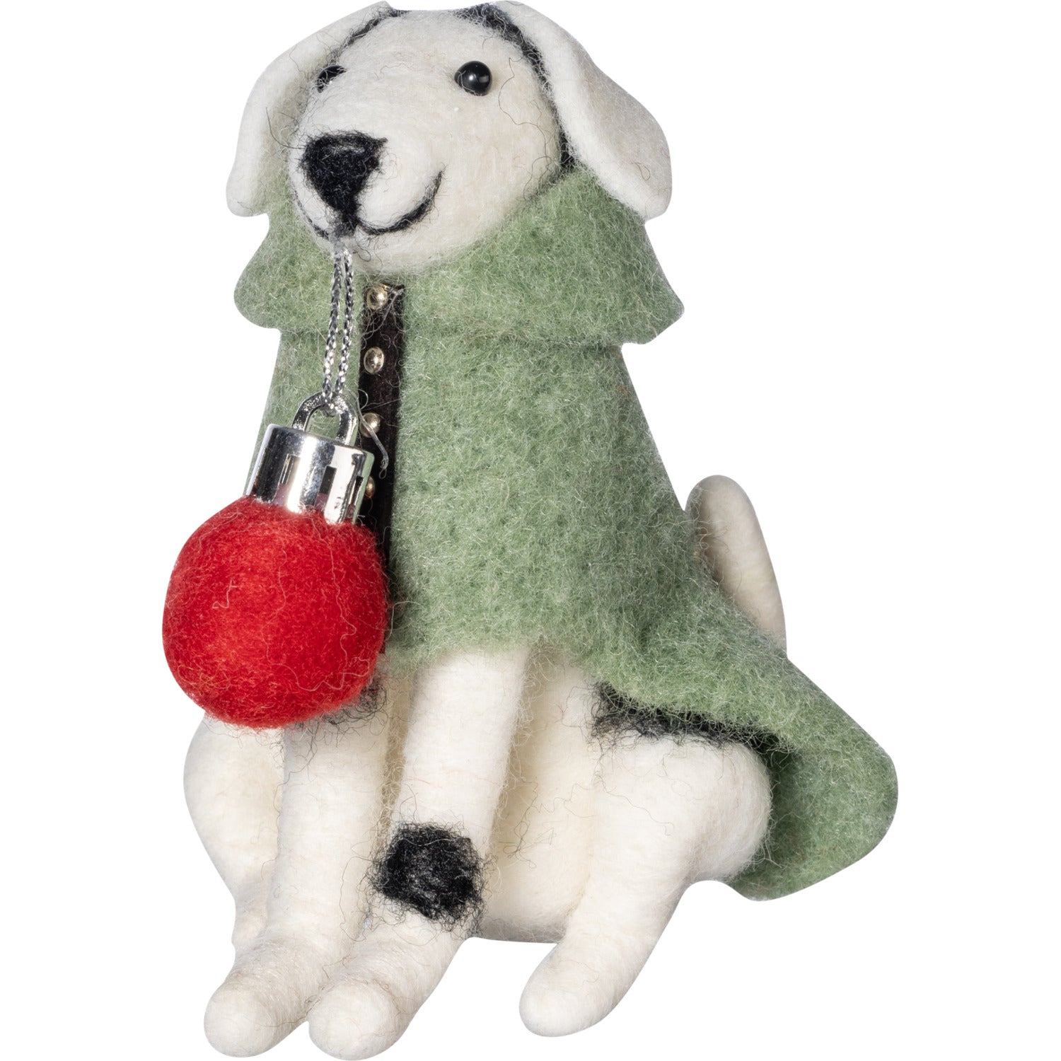 Nöpö hund filt dekoration vit 12 cm