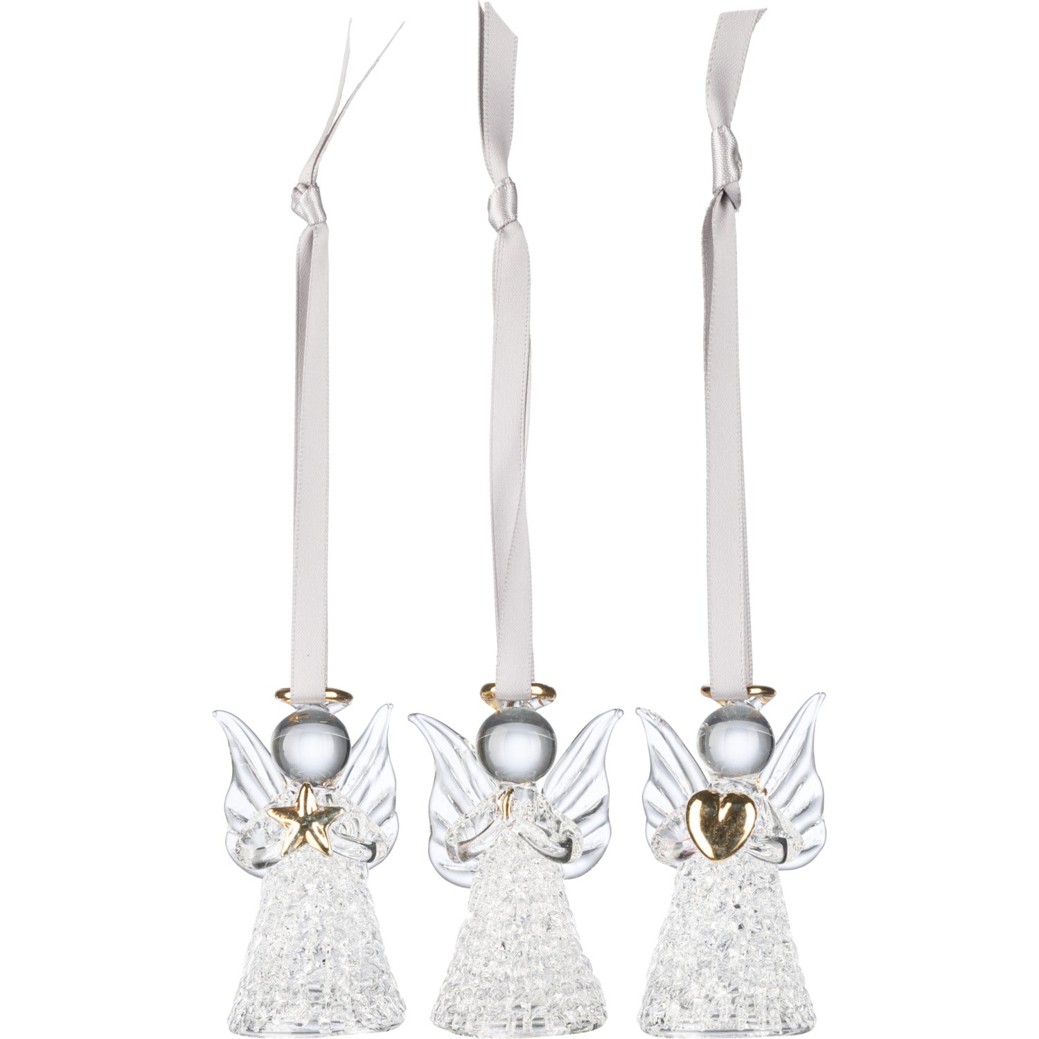 guldhjärta ängel dekorationer 6 cm 3 st/ förpackning