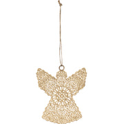 Ängel spetsmönster guld metall dekoration 9x10 cm