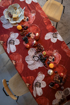 Haave borsduk bomullssatin röd 145x250 cm