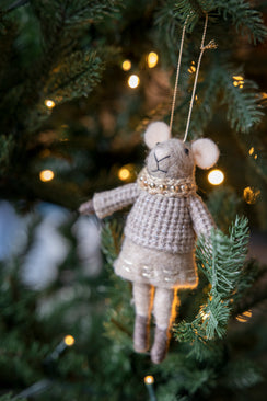 Hulda mus dekoration brun 16 cm