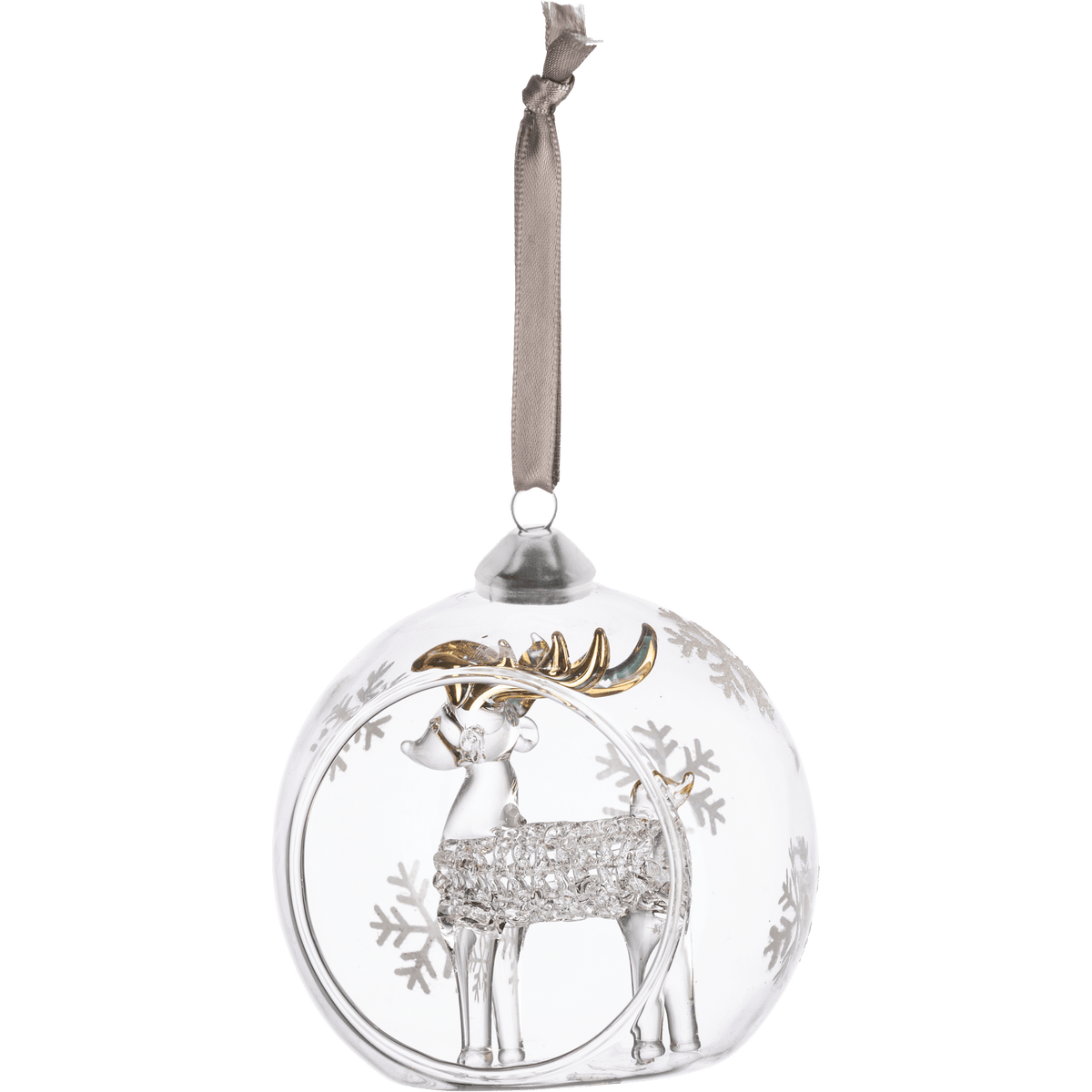 Glaskula Bold Reindeer 8 cm transparent – Pentik
