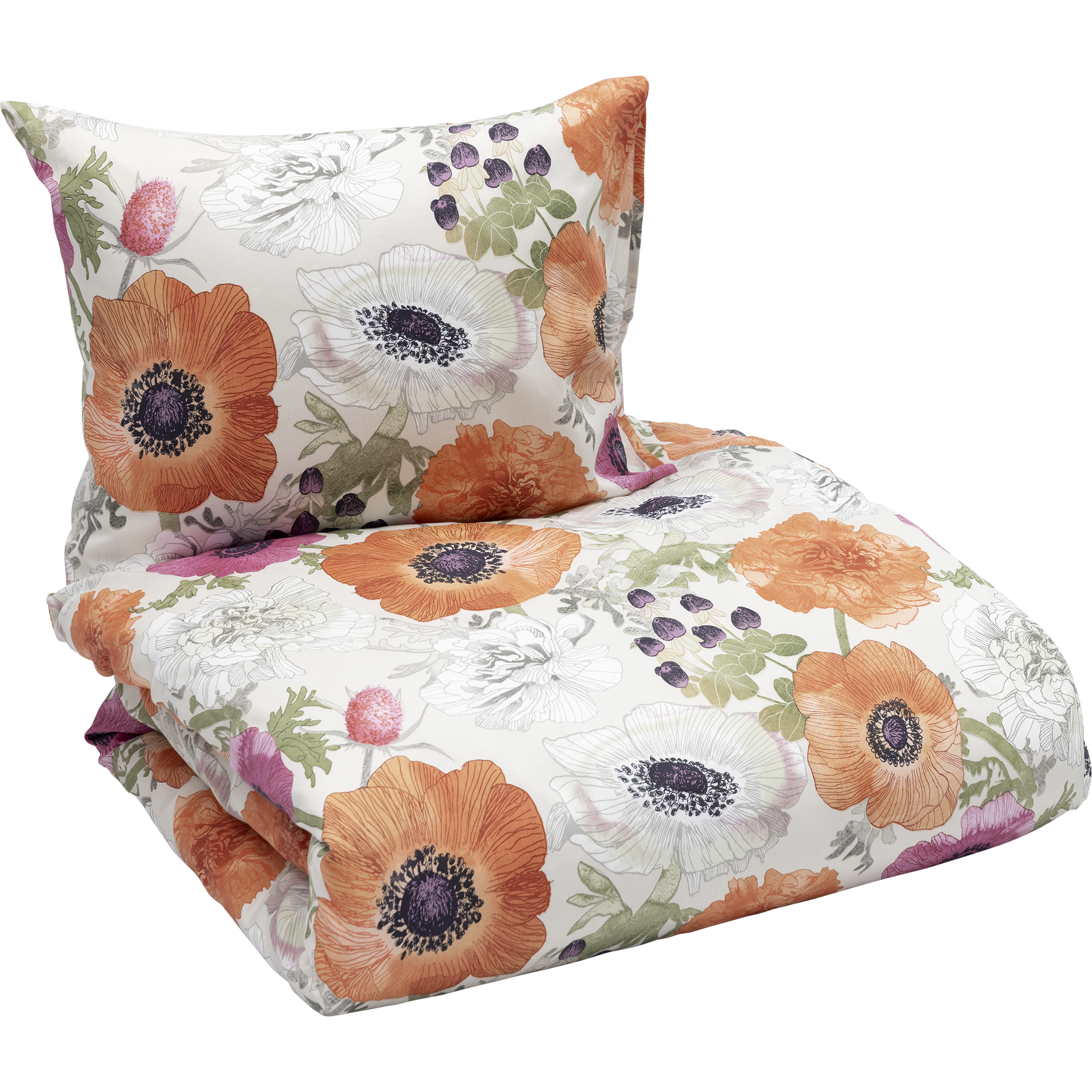 Leinikki bäddset 2 delar, 150 × 210 cm, 50 × 60 cm, orange – Pentik