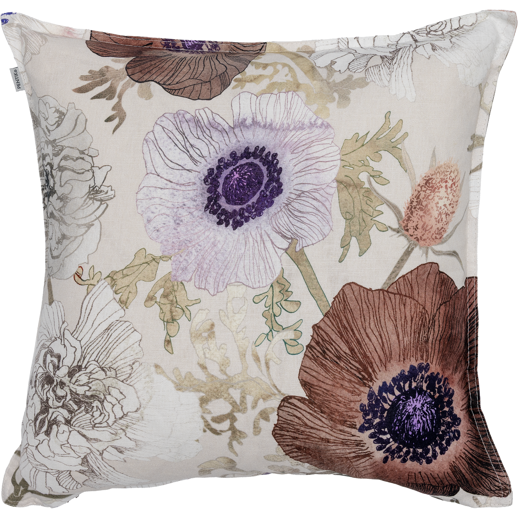 Leinikki kuddfodral i halvlinne 45 × 45 cm, ljusbrun – Pentik