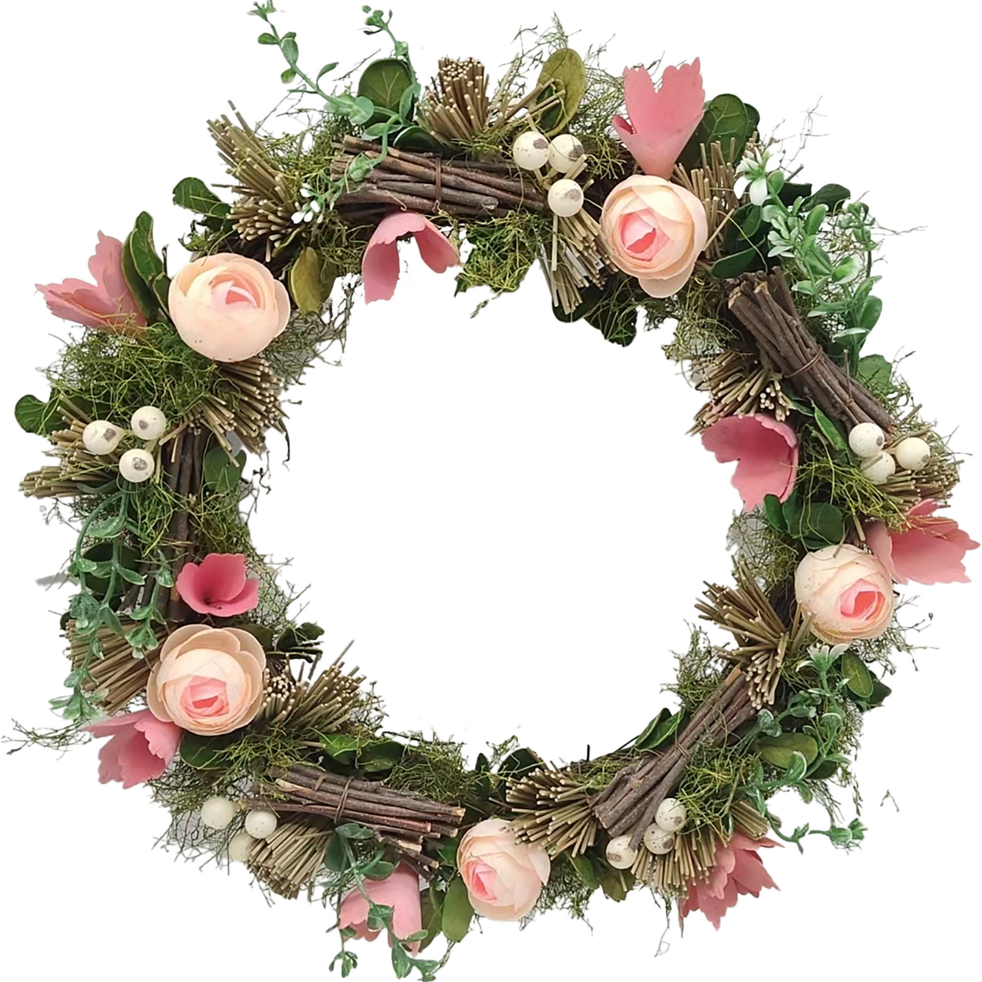 Krans Blomsterträdgård 35 cm ljusrosa - Pentik