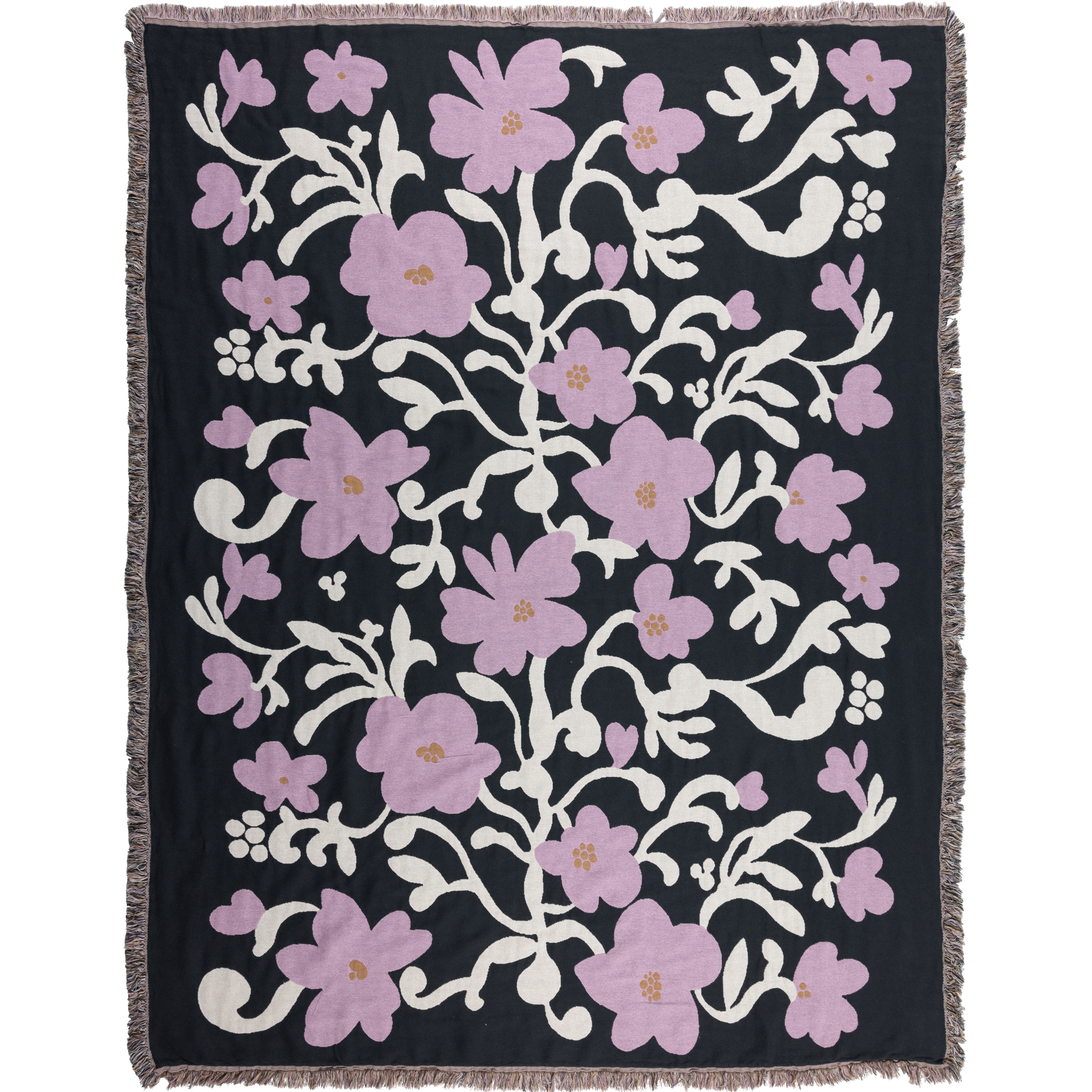 Mörkgrå filt i bomull Ruusumalva 130×170 cm - Pentik